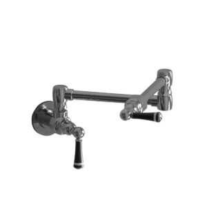 17 3/4" Wall Mount Pot Filler with Black Ceramic Lever