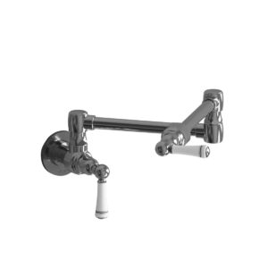 17 3/4" Wall Mount Pot Filler with White Ceramic Lever