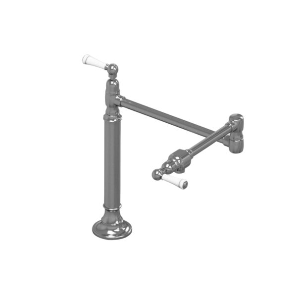 19 3/8" Deck Mount Pot Filler with White Ceramic Lever