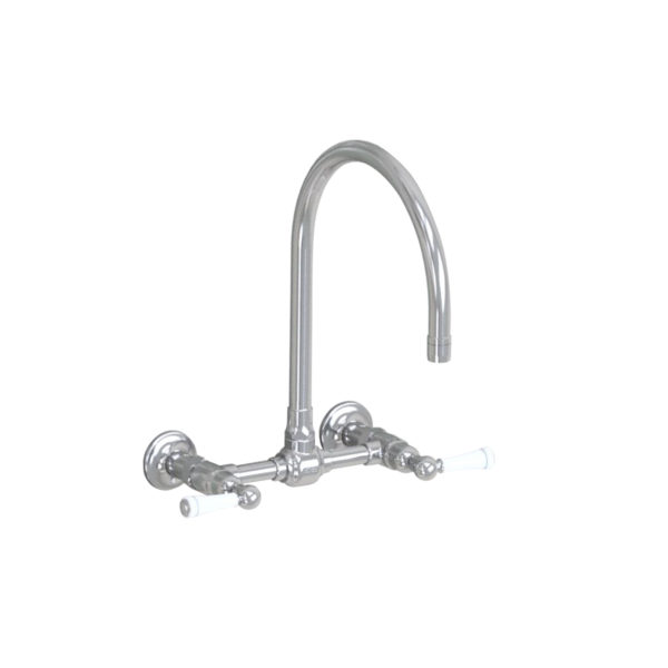 Wall Mount 10" Swivel Spout with White Ceramic Lever