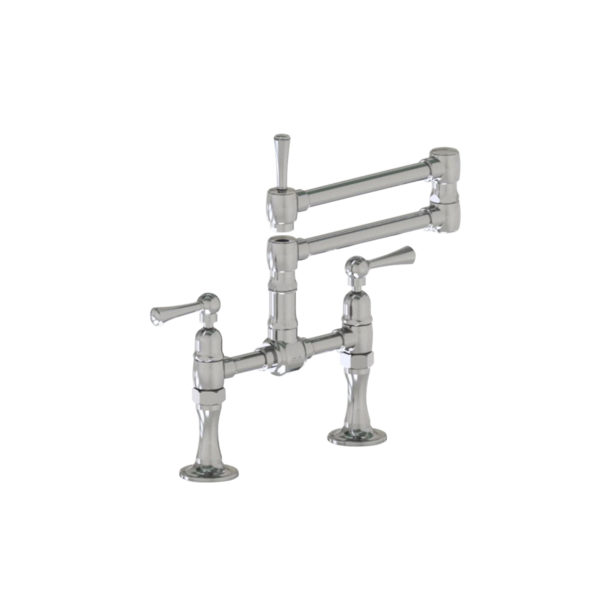 Deck Mount 17 3/4" Articulated Dual Swivel Spout with Metal Lever