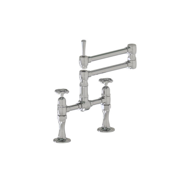 Deck Mount 17 3/4" Articulated Dual Swivel Spout with Metal Wheel