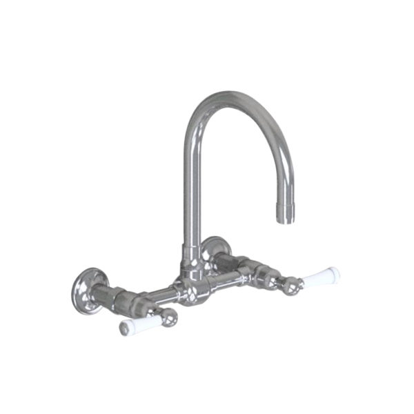 Wall Mount 7" Swivel Bar Faucet Spout with White Ceramic Lever