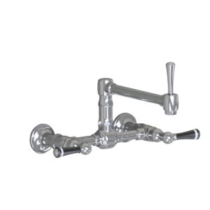 Wall Mount 8 7/8" Articulated Single Swivel Spout with Black Ceramic Lever