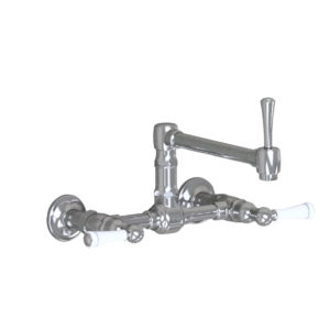 Wall Mount 8 7/8" Articulated Single Swivel Spout with White Ceramic Lever