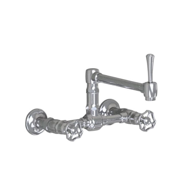 Wall Mount 8 7/8" Articulated Single Swivel Spout with Metal Wheel
