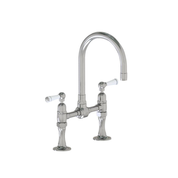 Deck Mount 7" Swivel Bar Faucet Spout with White Ceramic Lever