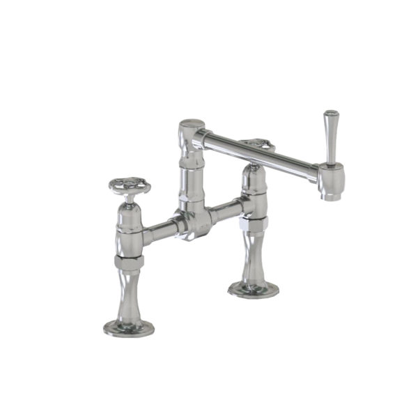 Deck Mount 8 7/8" Articulated Single Swivel Spout with Metal Wheel