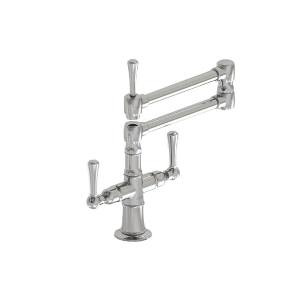 Deck Mount 17 3/4" Articulated Dual Swivel Spout with Metal Lever