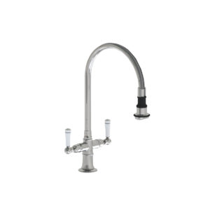 Single Hole Pull-Off Spray with 10" Swivel Spout with White Ceramic Lever