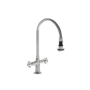 Single Hole Pull-Off Spray with 10" Swivel Spout with Metal Wheel