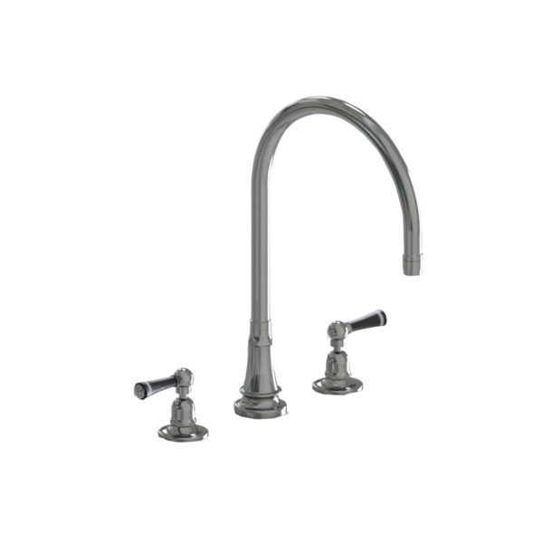 Deck Mount 10" Swivel Spout with Black Ceramic Lever