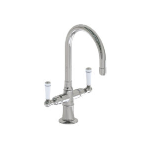 Single Hole 7" Swivel Spout with White Ceramic Lever