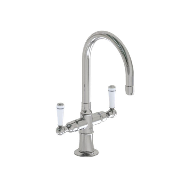 Single Hole 7" Swivel Spout with White Ceramic Lever