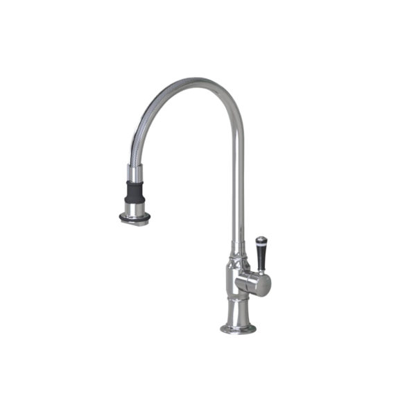 Pull-Off Spray Deck Mount Single Hole with 10" Swivel Spout with Right Black Ceramic Contemporary Lever