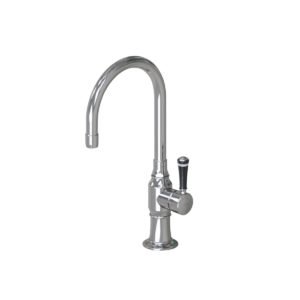 7" Swivel Deck Mount Single Hole Bar Faucet Spout with Right Black Ceramic Contemporary Lever