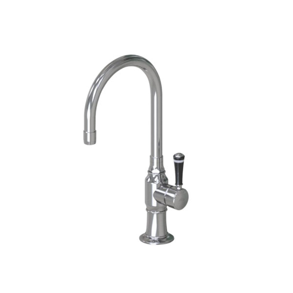 7" Swivel Deck Mount Single Hole Bar Faucet Spout with Right Black Ceramic Contemporary Lever