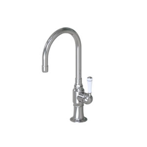 7" Swivel Deck Mount Single Hole Bar Faucet Spout with Right White Ceramic Traditional Lever
