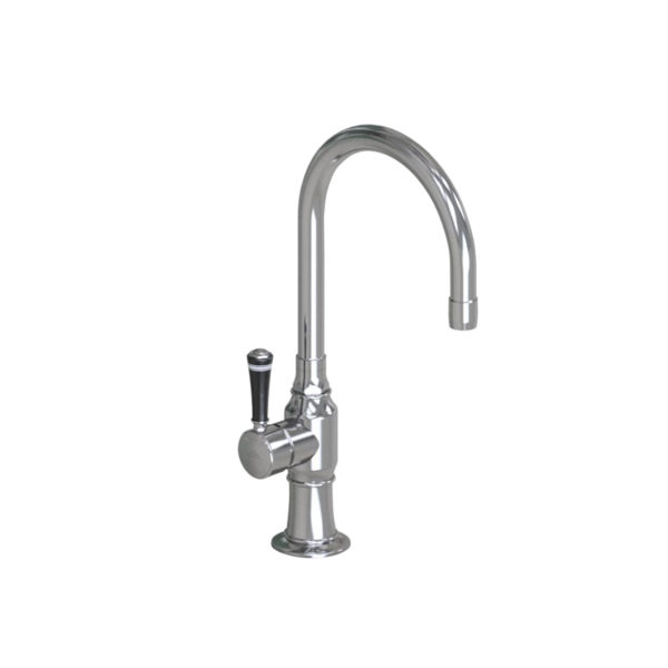 7" Deck Mount Single Hole Swivel Bar Faucet Spout with Left Black Ceramic Contemporary Lever