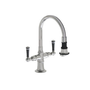 Single Hole Pull-Off Spray with 8" Swivel Spout with Black Ceramic Lever