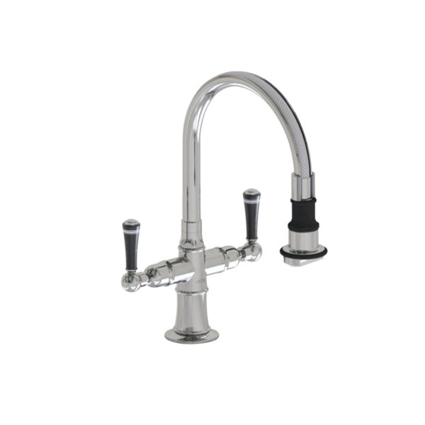Single Hole Pull-Off Spray with 8" Swivel Spout with Black Ceramic Lever
