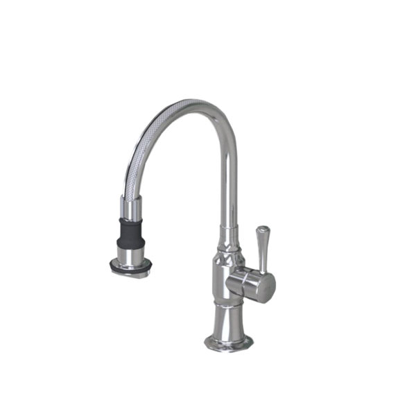 Pull-Off Spray Deck Mount Single Hole with 8" Swivel Spout with Right Metal Contemporary Lever