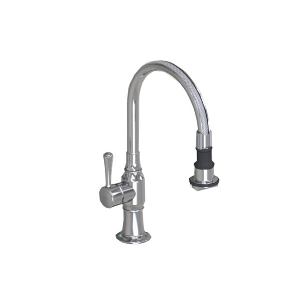 Pull-Off Spray Deck Mount Single Hole with 8" Swivel Spout with Left Metal Contemporary Lever