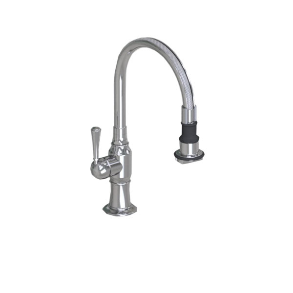 Pull-Off Spray Deck Mount Single Hole with 8" Swivel Spout with Left Metal Traditional Lever