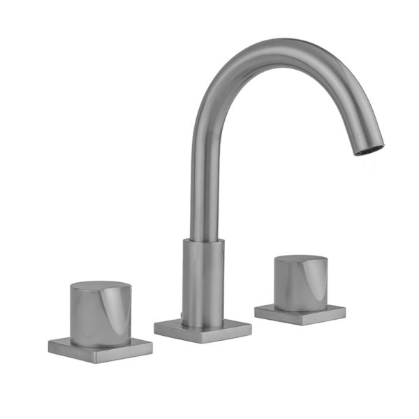 Uptown Contempo Faucet with Square Escutcheons & Thumb Handles & Fully Polished & Plated Pop-Up Drain