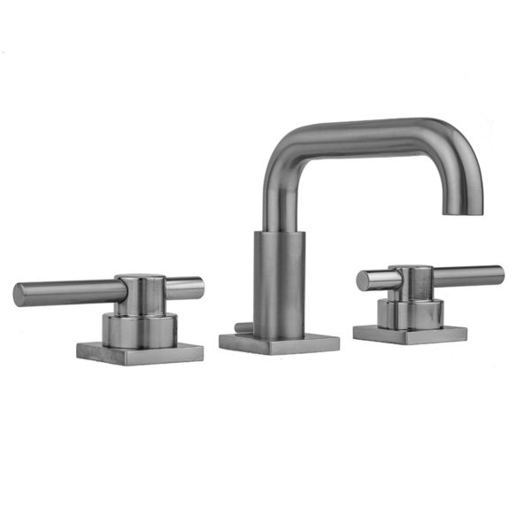 Downtown Contempo Faucet with Square Escutcheons & Peg Lever Handles & Fully Polished & Plated Pop-Up Drain