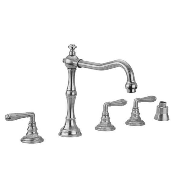 Roaring 20's Roman Tub Set with Smooth Lever Handles and Straight Handshower Mount