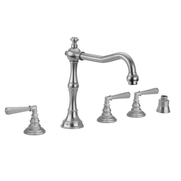 Roaring 20's Roman Tub Set with Hex Lever Handles and Straight Handshower Mount