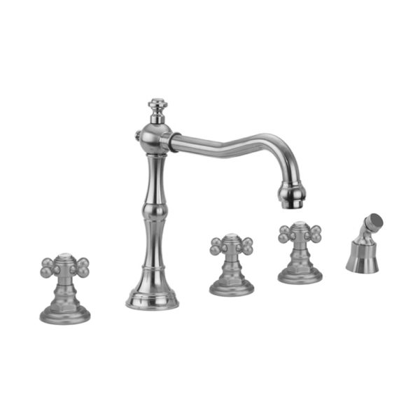 Roaring 20's Roman Tub Set with Ball Cross Handles and Angled Handshower Mount