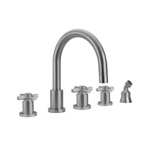 Contempo Roman Tub Set with Contempo Cross Handles and Angled Handshower Holder
