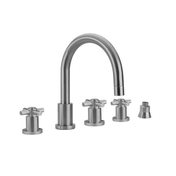 Contempo Roman Tub Set with Contempo Cross Handles and Straight Handshower Holder