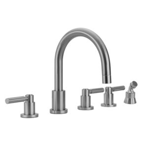 Contempo Roman Tub Set with High Lever Handles and Angled Handshower Holder