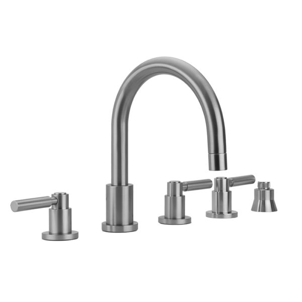 Contempo Roman Tub Set with High Lever Handles and Straight Handshower Holder