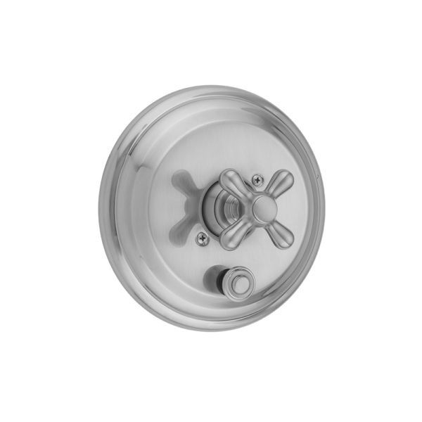 Round Step Plate With Standard Cross Handle Trim For Pressure Balance Cycling Valve With Built-in Diverter (J-DIV-CSV)