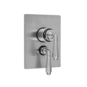 Rectangle 2-Hole Plate With Smooth Lever Trim For 1/2" Thermostatic Valve With Integral Volume Control (J-THVC12)