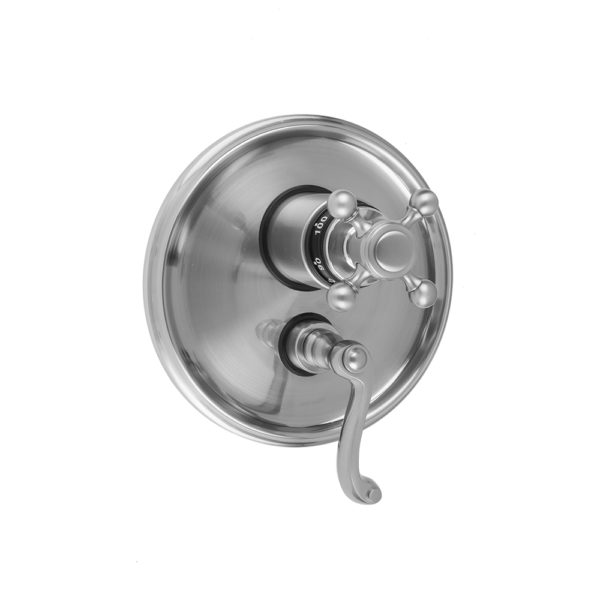 Round Step Plate with Ball Cross Thermostatic Valve and Ribbon Lever Volume Control Trim for 1/2" Thermostatic Valve with Integral Volume Control (J-THVC12)