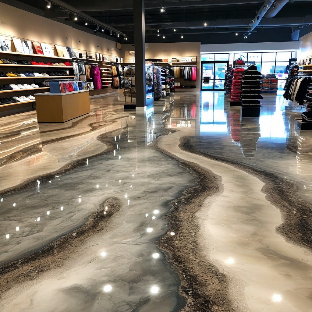 epoxy floor design in a new retail store